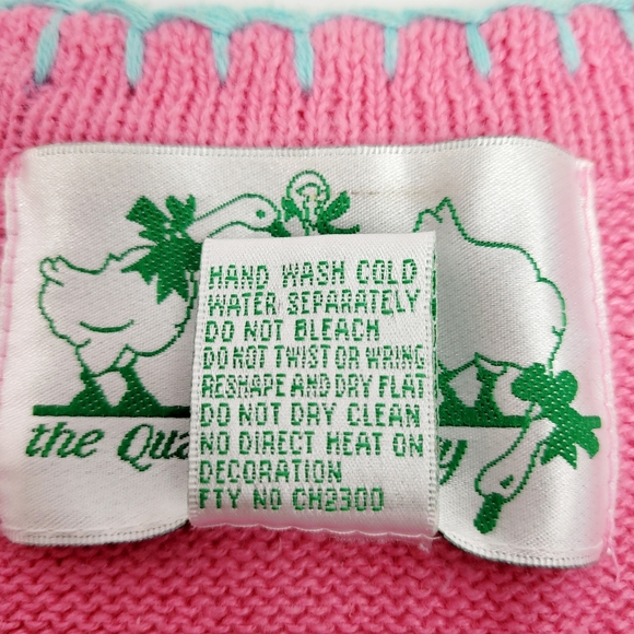 Quacker Factory Beach Summer Seashore Themed Pink Cardigan Sweater Medium - Picture 4 of 14